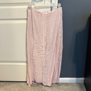 LOFT Pink and White Striped Pencil Skirt